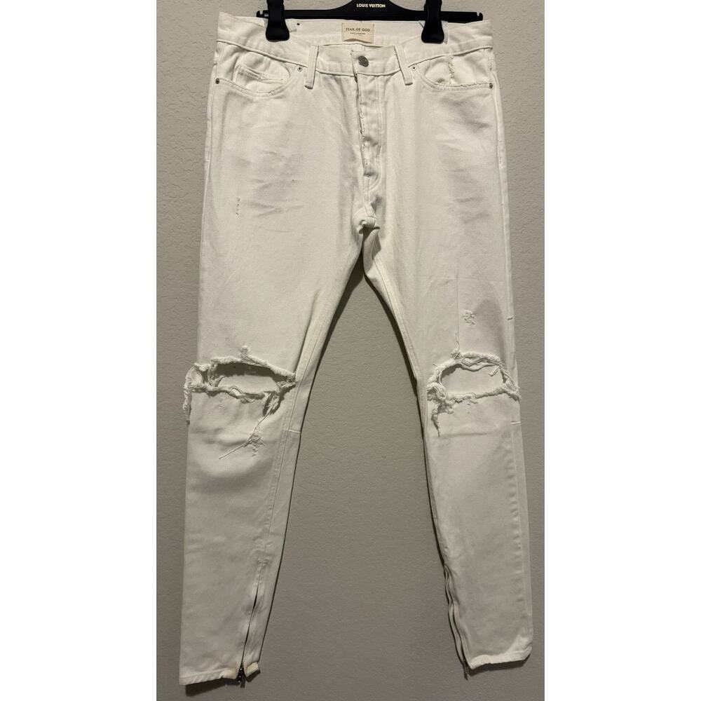 EUC Fear of God Fourth Collection White Skinny Jeans